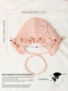 Niñas Sombrero con diseño de flor ribete con fruncido - Rosa - Ver 4