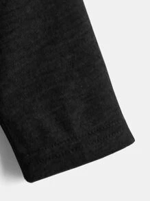 SHEIN Young Boy Solid Color Turtleneck Long Sleeve T-Shirt - Black - View 4