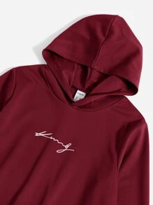 SHEIN Cậu bé Tween Đồ họa Chữ cái Áo Hoodie & Quần thể thao - Màu Tím - Xem 3