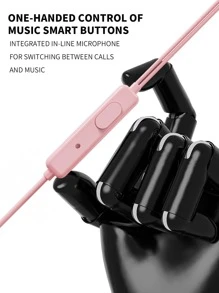 1pc 3.5MM Jack Wired In-ear Headphone With Lightning Adapter - Pink - View 4