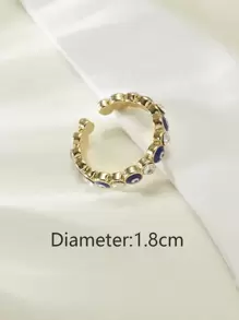 Evil Eye & Rhinestone Decor Cuff Ring - Yellow Gold - View 3