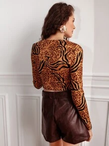 SHEIN Frenchy 豹紋圓環長袖t卹 - 彩色 - 查看 6