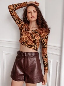 SHEIN Frenchy 豹紋圓環長袖t卹 - 彩色 - 查看 7