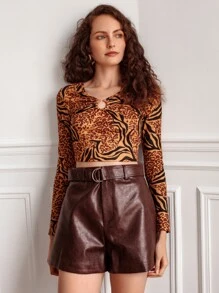 SHEIN Frenchy 豹紋圓環長袖t卹 - 彩色 - 查看 8