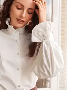 SHEIN Frenchy 荷叶边灯笼袖衬衫