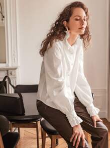 SHEIN Frenchy 荷叶边灯笼袖衬衫