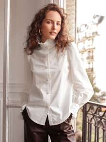 SHEIN Frenchy 荷叶边灯笼袖衬衫