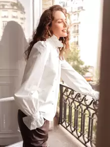 SHEIN Frenchy 荷叶边灯笼袖衬衫