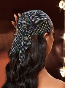 SHEIN SXY Rhinestone Decor Fishnet Hat Royal,School Valentines - Black - View 2