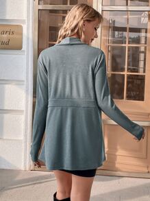 SHEIN 孕婦素色開門襟腰帶外套