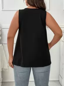 SHEIN LUNE Plus Skull & Floral Print Tank Top For Summer - Black - View 2