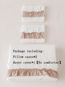 波西米亚农舍风格床上用品套装，纯白色双人荷叶边被套，可选单人/双人/特大号尺寸，三件套，超柔软透气超细纤维被套，1 个拉链封口被套，2 个枕套，不含被芯，男女通用，四季皆宜，非常适合宿舍使用 - 彩色 - 查看 8