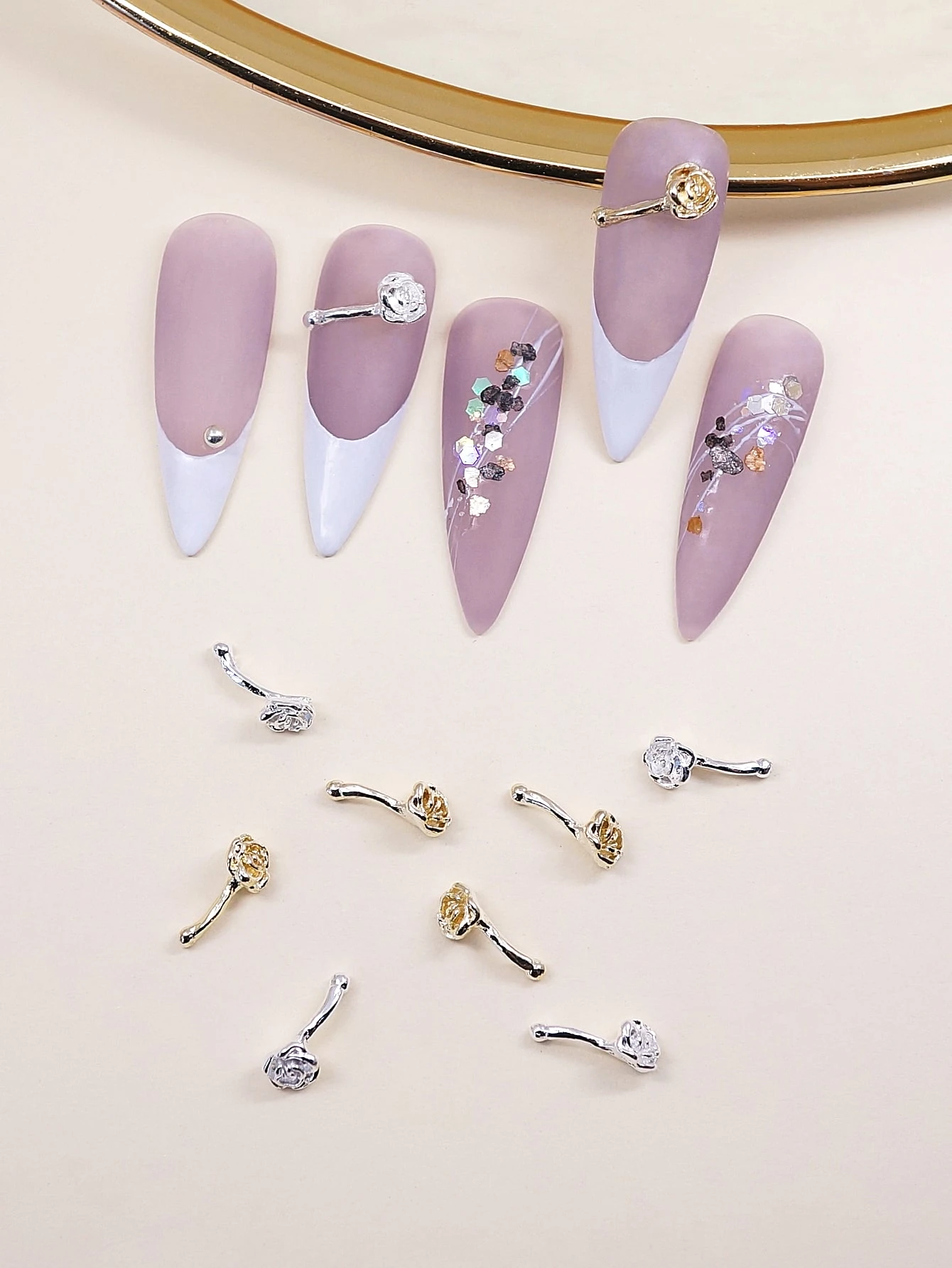 10pcs Rose Design Nail Art Decoration | SHEIN USA