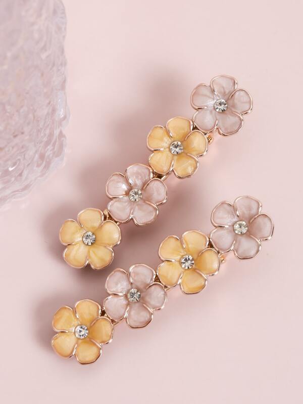2pcs Simple & Versatile Small Flower Rhinestone Hair Clips, Suitable For Daily Use Valentine's Day Claw Clips Hair Claws Hair Barrettes