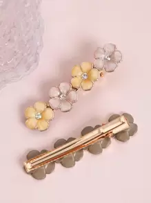 2pcs Simple & Versatile Small Flower Rhinestone Hair Clips, Suitable For Daily Use Valentine's Day Claw Clips Hair Claws Hair Barrettes, School Stuff, Hair Accessories, Head Accessories, Hair Accessories For Women - Multicolor - View 2