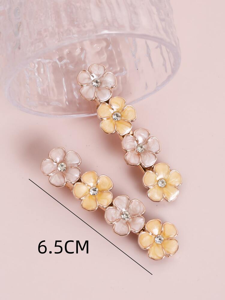 2pcs Simple & Versatile Small Flower Rhinestone Hair Clips, Suitable For Daily Use Valentine's Day Claw Clips Hair Claws Hair Barrettes, School Stuff, Hair Accessories, Head Accessories, Hair Accessories For Women, Hairpin