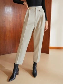 MOTF PREMIUM VISCOSE PRESS CREASE TAILORED TROUSERS - Beige - View 5
