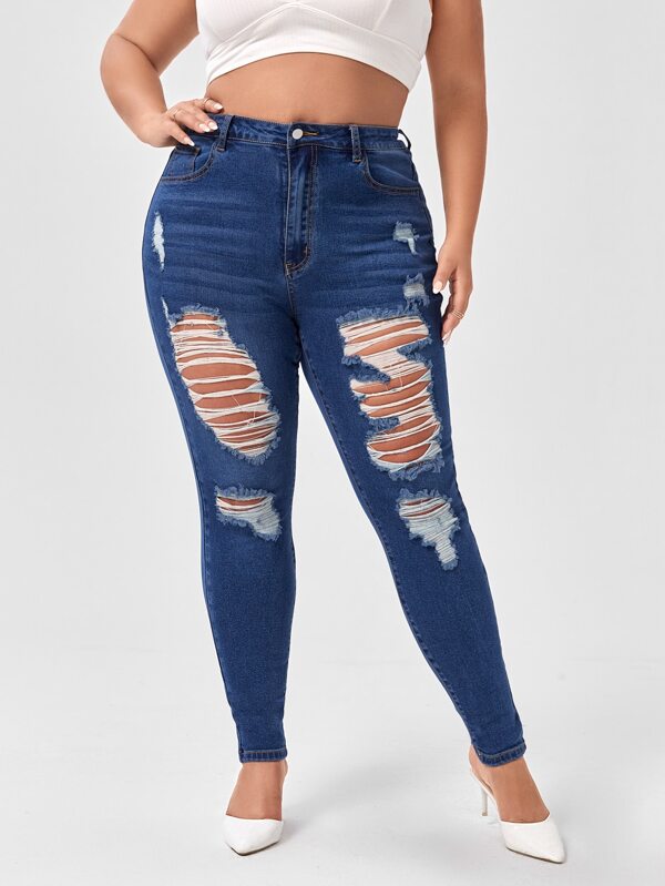 Plus Ripped Frayed Skinny Jeans
