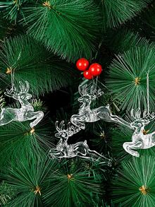 4pcs Christmas Deer Design Hanging Decoration - Clear - View 2