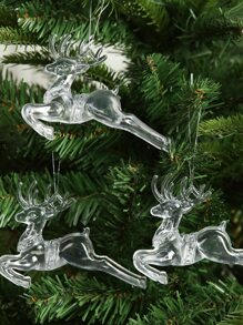 4pcs Christmas Deer Design Hanging Decoration - Clear - View 3