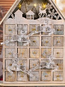 4pcs Christmas Deer Design Hanging Decoration - Clear - View 4