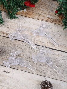 4pcs Christmas Deer Design Hanging Decoration - Clear - View 5