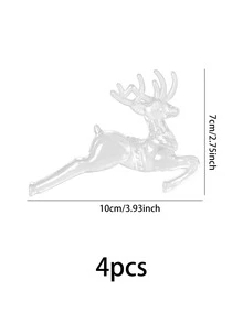 4pcs Christmas Deer Design Hanging Decoration - Clear - View 6
