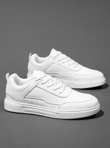 男款白色運動鞋,扣緊前面的滑板鞋,manfinity Basics