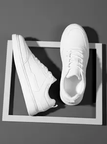 男款白色運動鞋,扣緊前面的滑板鞋,manfinity Basics