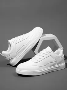 男款白色運動鞋,扣緊前面的滑板鞋,manfinity Basics