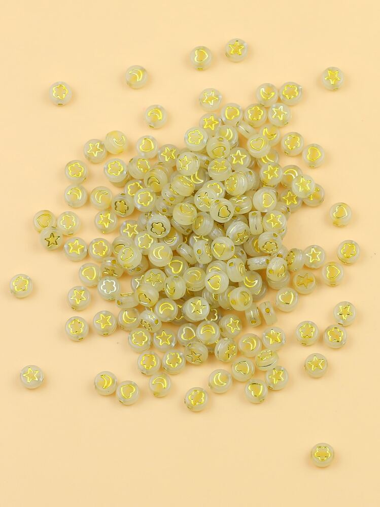 200pcs/set Funky Glow In The Dark Heart & Star Detail DIY Bead For Women For DIY Jewelry Making - Multicolor - View 2