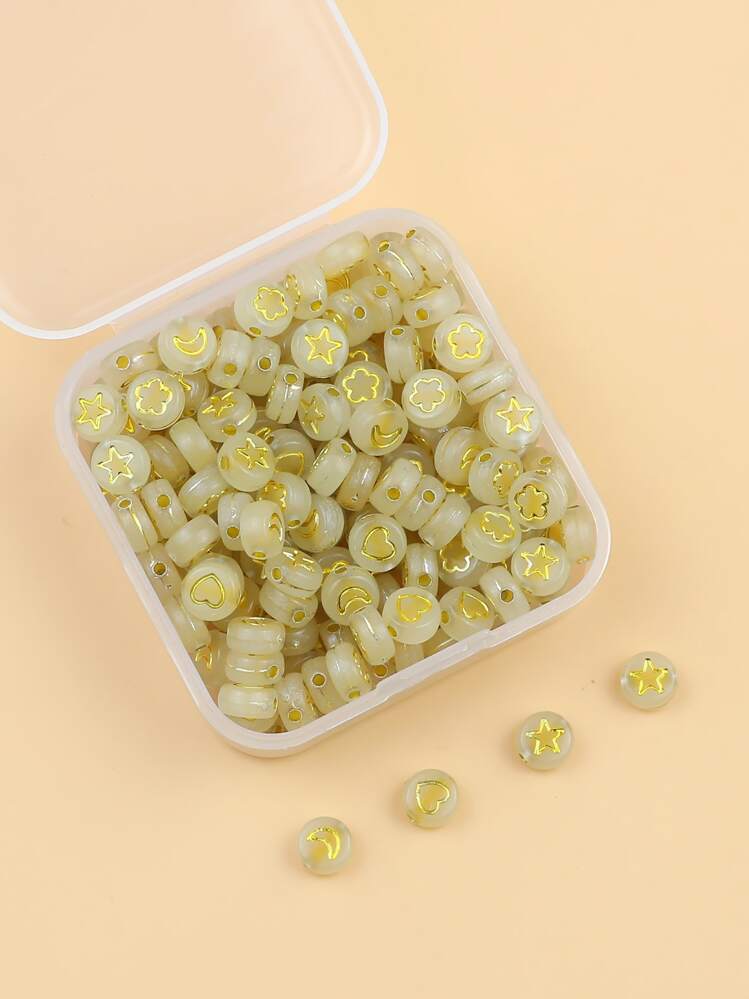 200pcs/set Funky Glow In The Dark Heart & Star Detail DIY Bead For Women For DIY Jewelry Making - Multicolor - View 3