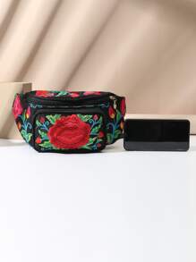 Floral Embroidered Large Capacity Bum Bag - Multicolor - View 3