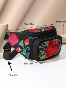 Floral Embroidered Large Capacity Bum Bag - Multicolor - View 4