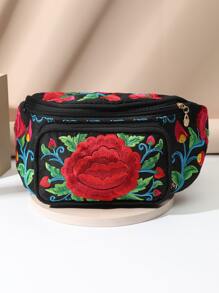 Floral Embroidered Large Capacity Bum Bag - Multicolor - View 5