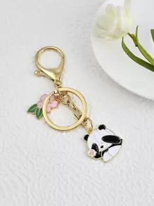 Flower & Panda Charm Keychain - Multicolor - View 1