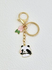 Flower & Panda Charm Keychain - Multicolor - View 2