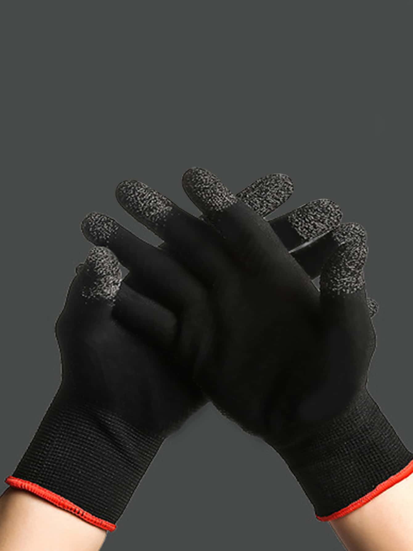 1pair Anti-slip Gaming Gloves - Black - View 1