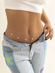 2入組蝴蝶墜飾腰鏈 - 銀色 - 查看 3