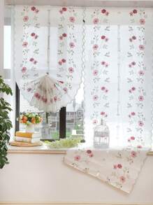 Floral Embroidery Single Panel Sheer Curtain - Multicolor - View 6