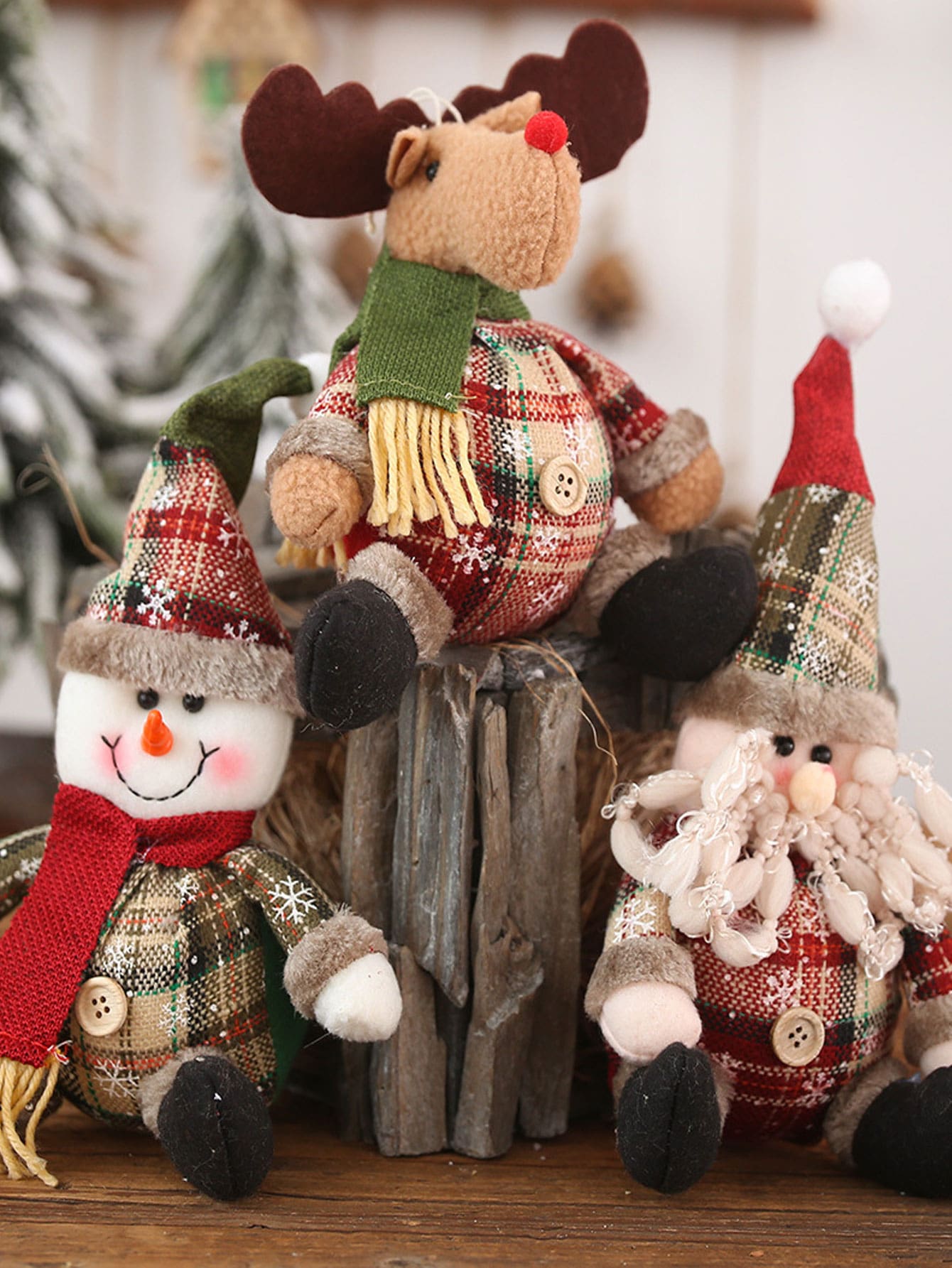 3 piezas Decoración Navidad con muñeca de nieve al azar - Multicolor - Ver 1