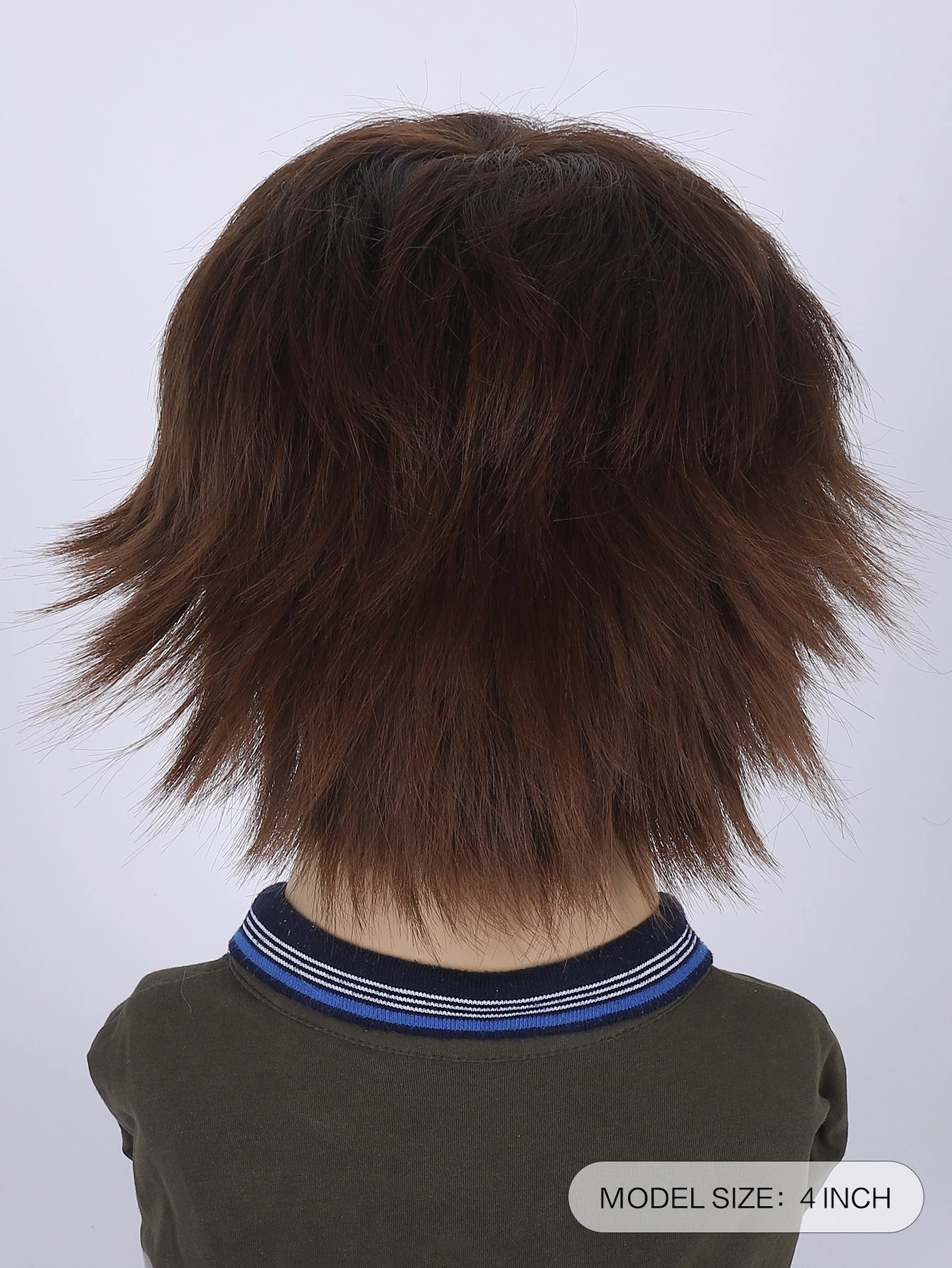 Miniatura 2 de Peluca sintética corto recto con tupe Marrón