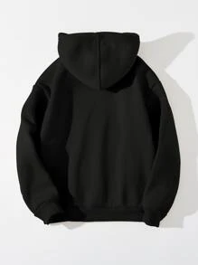 SHEIN Áo nỉ giữ nhiệt lót trong, in chữ, dành cho bé trai tuổi teen. - màu đen - Xem 2