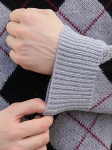 Manfinity Men Argyle Pattern Drop Shoulder Jumper & Slant Pocket Knit Trousers - Multicolor - View 8