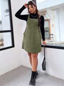 Flirla 加大贴袋灯芯绒连身裙（不含上衣）