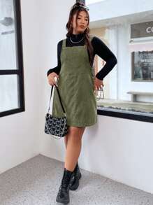 Flirla 加大贴袋灯芯绒连身裙（不含上衣）