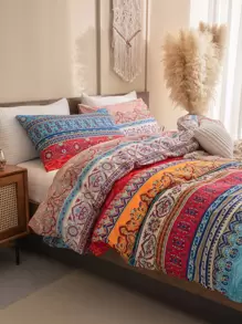 Floral Print Duvet Cover Set Without Filler - Multicolor - View 1