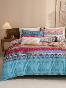 Floral Print Duvet Cover Set Without Filler - Multicolor - View 2