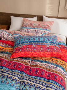 Floral Print Duvet Cover Set Without Filler - Multicolor - View 4