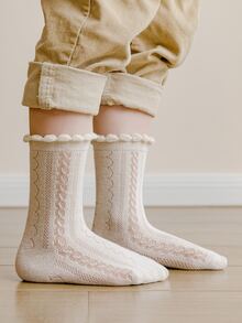 5雙小女童花卉圖案中筒襪 - 彩色 - 查看 5